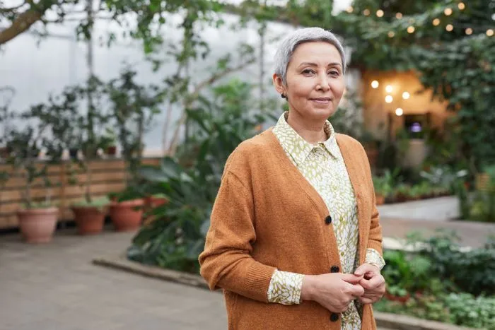 Mature woman feeling confident about managing menopause symptoms with care